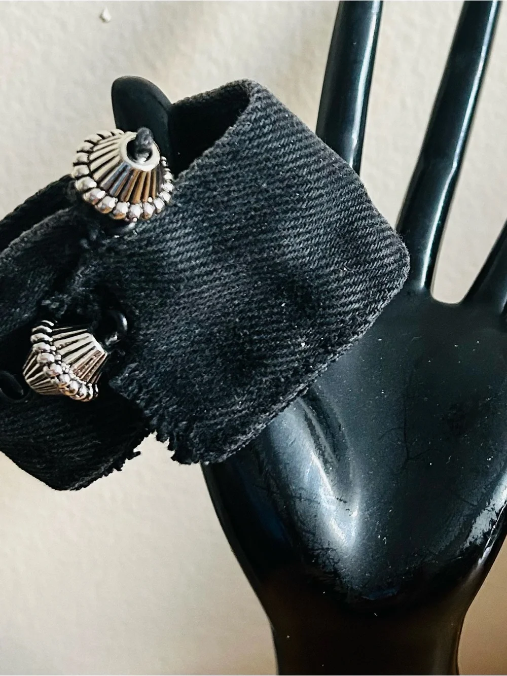 Black denim jeans cuff